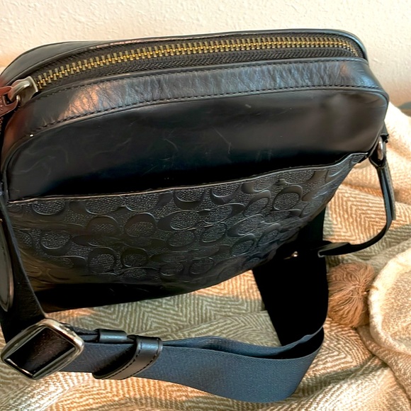 MENS COACH HOUSTON FLIGHT BAG  BLACK SIGNATURE LEATHER CROSSBODY C4009 - Picture 3 of 6